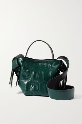 ACNE Studios + Knotted Croc-Effect Leather Shoulder Bag