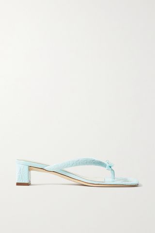 BY FAR + Bibi Bow-Embellished Croc-Effect Leather Sandals