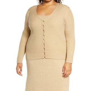 WAYF + Frenchie Rib V-Neck Cardigan