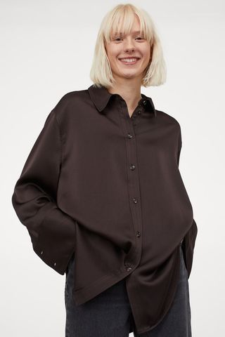 H&M + Oversized Satin Shirt