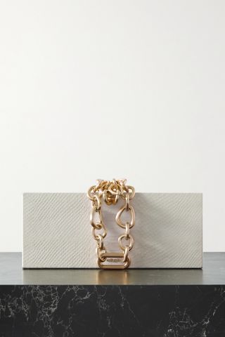 Cult Gaia + Calla Chain-Embellished Snake-Effect Leather Clutch