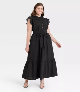 Who What Wear x Target + Ruffle Short Sleeve A-Line Dress