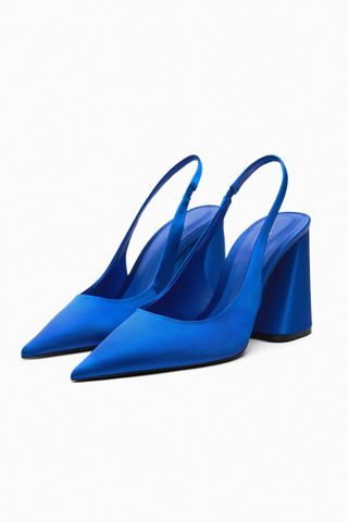 Zara + Block-Heel Slingback Shoes