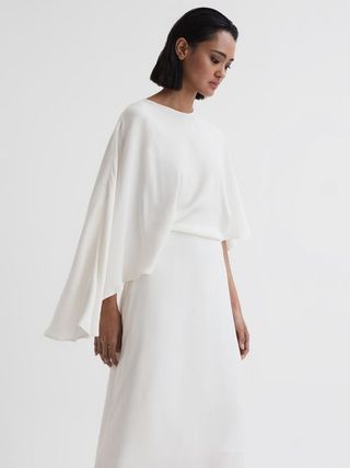 Reiss + Ivory Naomi Cape Sleeve Asymmetric Maxi Dress