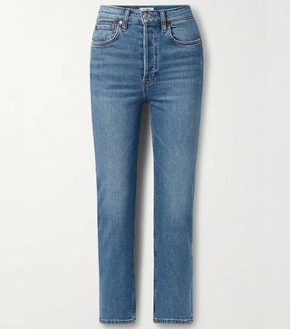 Red/Done + 70s Originals Stove Pipe Cropped High-Rise Straight-Leg Jeans