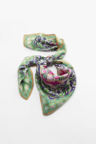 Zara + Silk Print Scarf