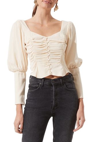 Astr the Label + Ruched Puff Sleeve Blouse