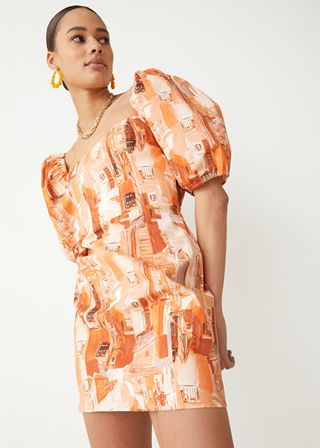& Other Stories + Printed Puff Sleeve Mini Dress