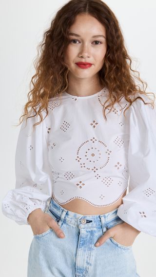 Ganni + Broderie Anglaise Top