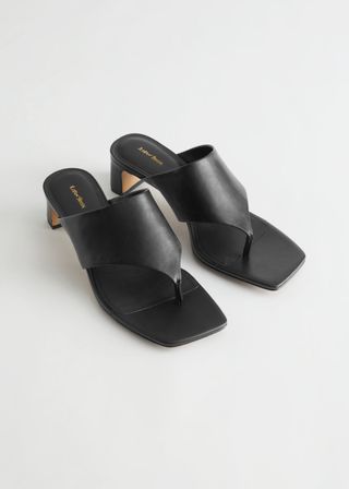 & Other Stories + Thong Strap Leather Mule Sandals