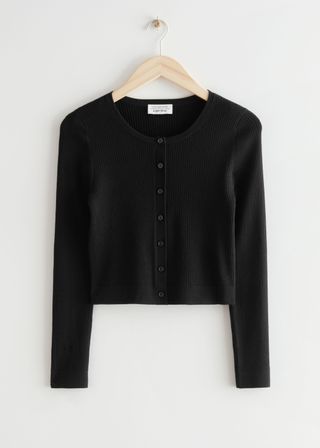 & Other Stories + Fitted Cropped Rib Knit Cardigan