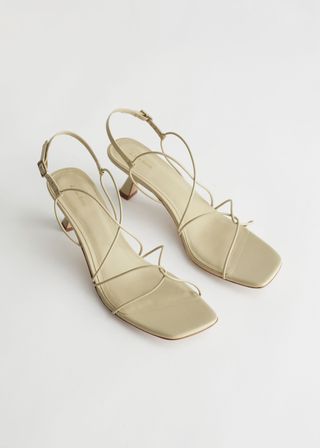 & Other Stories + Leather Squared Toe Heeled Sandals