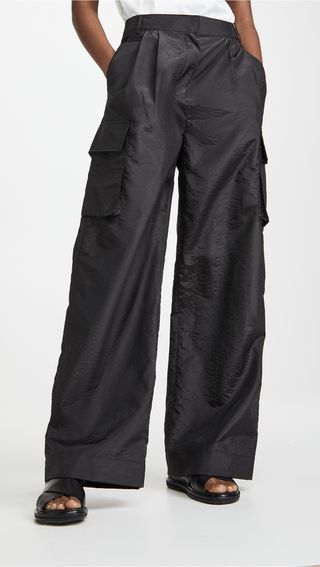 Tibi + Crispy Nylon Pleated Cargo Pants