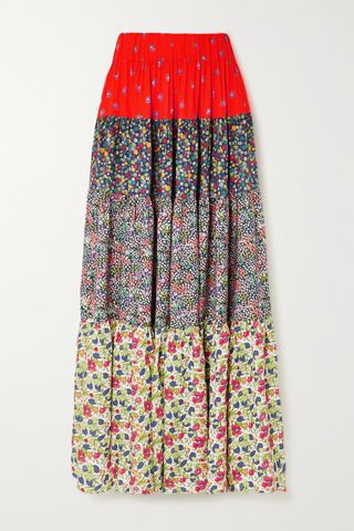 Loretta Caponi + Bibi Patchwork Floral Skirt