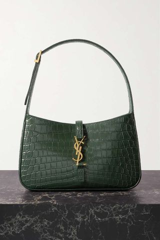 Saint Laurent + Croc-Effect Leather Shoulder Bag