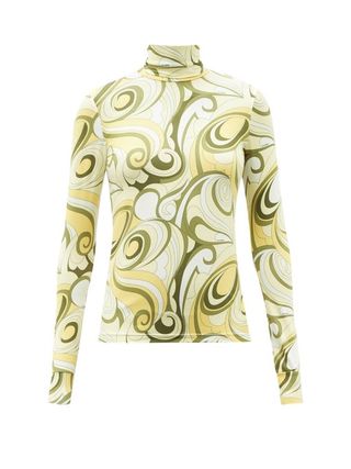 Raf Simons + Psychedelic-Print Stretch-Jersey Roll-Neck Top