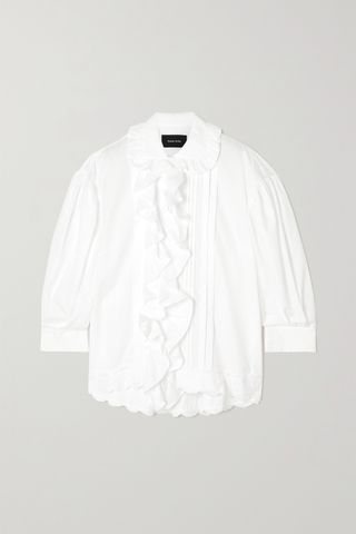 Simone Rocha + Ruffled Pleated Cotton-Poplin Shirt
