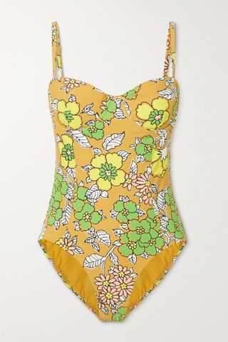 Tory Burch + Floral-Print Underwired Swimsuit