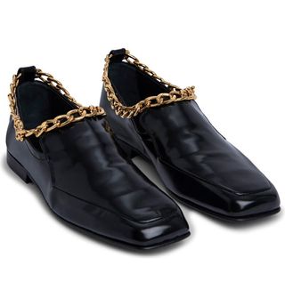 By Far + Nick Chain Trim Patent Leather Loafers