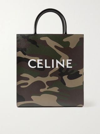 Celine Homme + Leather-Trimmed Logo-Print Coated-Canvas Tote Bag