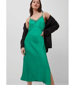 French Connection + Dola Drape Lace Trim Slip Dress