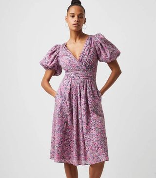 French Connection + Flores Cotton V Neck Midi Dress