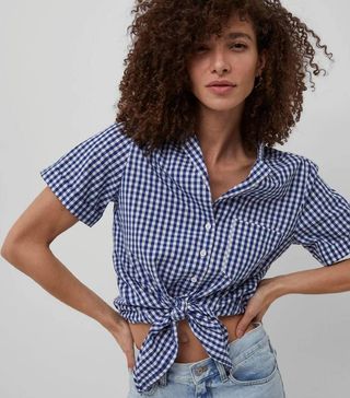French Connection + Reta Check Tie Front Shirt