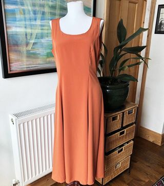 Vintage + Orange Maxi Handmade Dress