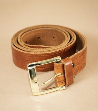 Vintage + Unisex Brown Leather Jeans Belt