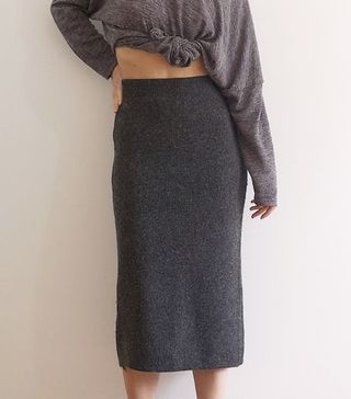 Vintage + Women Knitted Grey Skirt