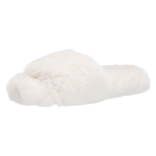 The Drop + Marina Faux Fur Cottage Slippers in Ivory