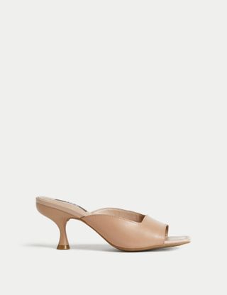 M&S Collection + Wide Fit Leather Kitten Heel Mules