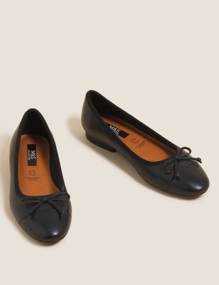M&S Collection + Leather Bow Ballet Flats