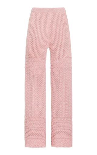 Nanushka + Fina Cable-Knit Wool-Blend Pants