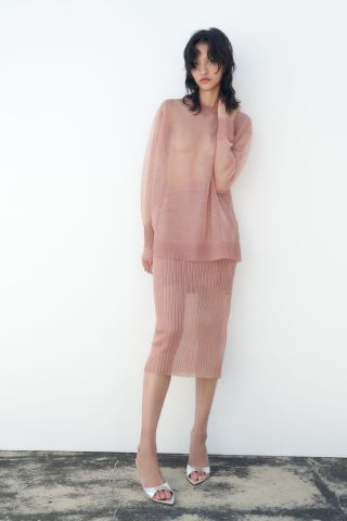 Zara + Semi Sheer Knit Top