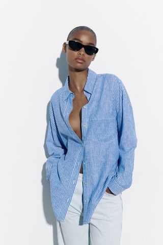 Zara + Striped Linen Shirt