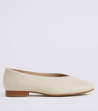 M&S Collection + Leather Square Toe Pumps
