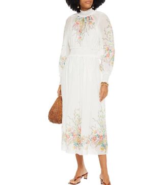 Zimmermann + Zinnia Shirred Floral-Print Midi Dress