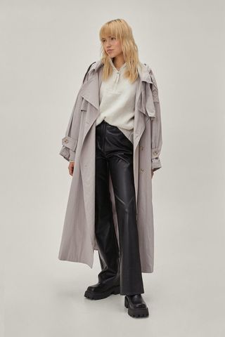 Nasty Gal + Hooded Oversized Belted Trench Coat