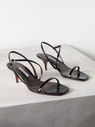 Emme Parsons + Hugo 50 Croc-Embossed Leather Sandals