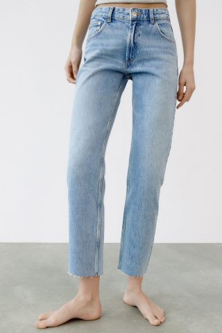 Zara + TRF Mid-Rise Straight Jeans