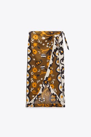 Zara + Linen Blend Wrap Skirt