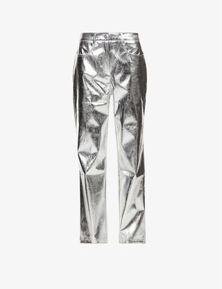 Amy Lynn + Metallic Straight-Leg High-Rise Faux Leather Trousers