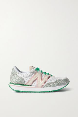 New Balance x Casablanca + 238 Suede-Trimmed Logo-Jacquard and Leather Sneakers