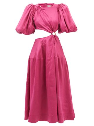 Aje + Vanades Ring-Embellished Linen-Blend Dress
