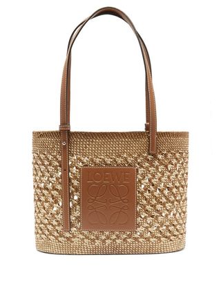 Loewe x Paula's Ibiza + Small Raffia and Leather Basket Bag