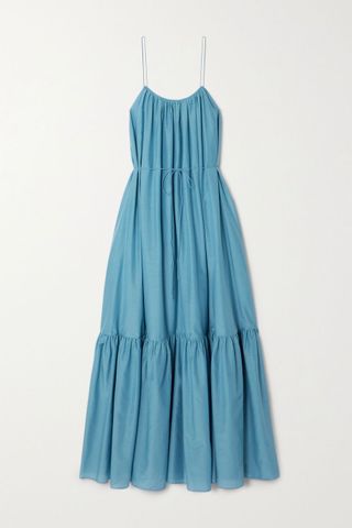 Matteau + + Net Sustain Tiered Organic Cotton and Silk-Blend Maxi Dress
