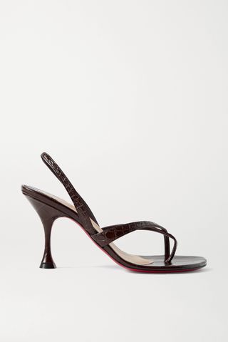 Christian Louboutin + Taralita 85 Croc-Effect Leather Slingback Sandals