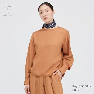 Uniqlo x Hana Tajima + Rayon-Linen Long-Sleeve Blouse
