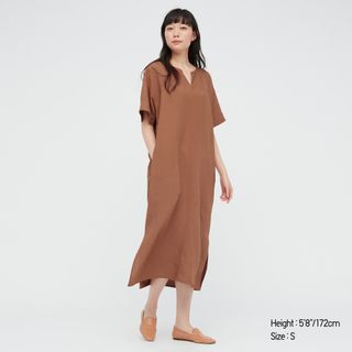 Uniqlo + Linen-Blend Kaftan Dress